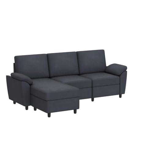 79 Convertible L Shaped Sectional Sofa with Removable Pillows, Mid Century Design for Living Room, Apartment and Office (Gray)