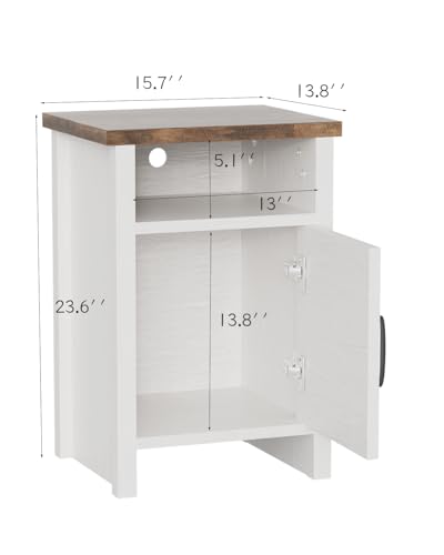 Farmhouse Modern White Nightstand Set of 2 for Bedroom