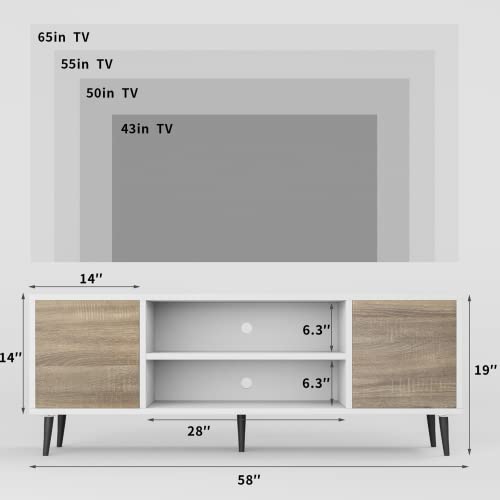 Modern Oak TV Stand for 65 Inch TV with Storage - Ideal for Living Room, Bedroom, and Office
