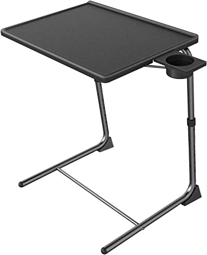 Adjustable TV Tray Table with Height & Tilt Adjustments - for Bed & Sofa (Black)