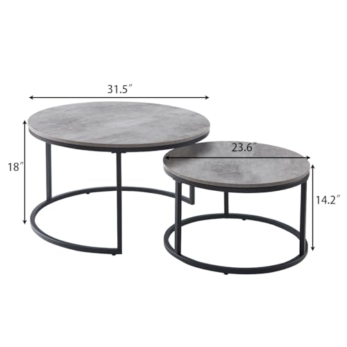 Grey Round Nesting Coffee Table for Living Room