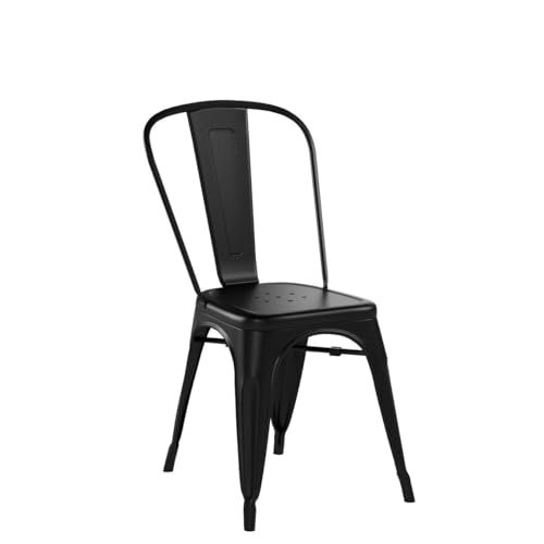 Metal Dining Chairs for Indoor and Outdoor Use - Set of 4, Black
