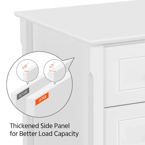 Solid Wood Legs White 3-Drawer Nightstand for Bedroom and Home Office