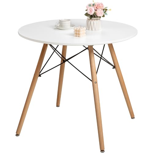 Modern Round Kitchen Dining Table for 2-4 Persons (White)
