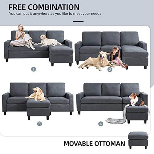 79 Inch Stylish Convertible Sectional Sofa for Small Spaces