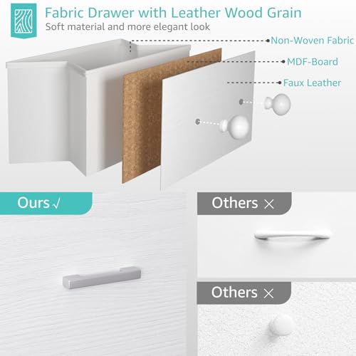 Modern White 5-Drawer Chest for Girls' and Kids' Bedroom Storage
