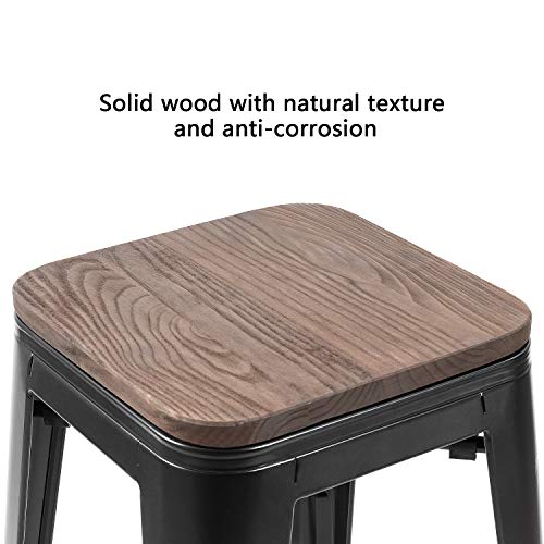 Modern Metal Bar Stools Set of 4 - Indoor/Outdoor Use (Black, 24 Inches)