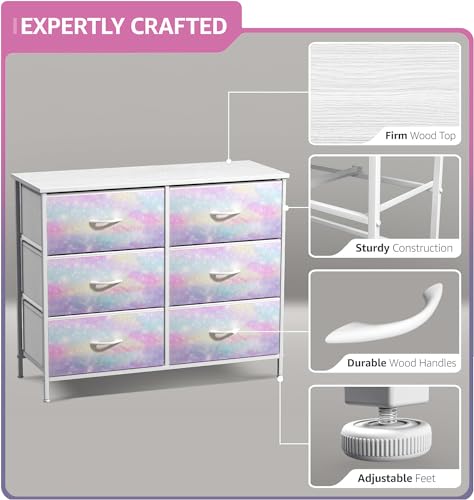 Colorful Kids' Dresser with 6 Drawers - Storage Chest Organizer