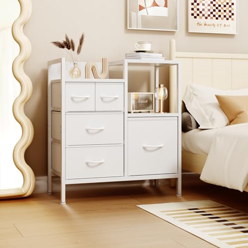 Elegant Fabric Dresser with 5 Drawers for Bedroom Storage