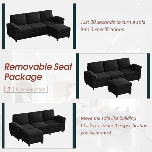 Vongrasig 3 Seat L Shaped Convertible Sectional Sofa