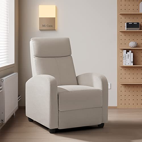Elegant Beige Recliner for Living Room