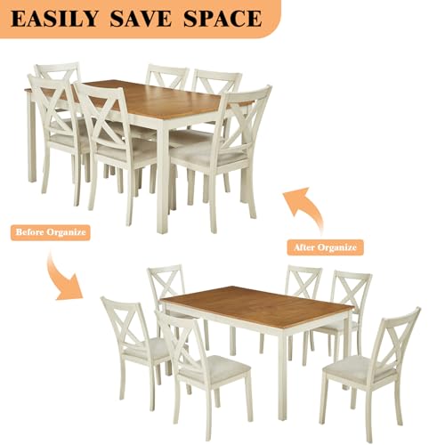 Farmhouse Dining Table Set for 6 with Rectangular Table & Chairs