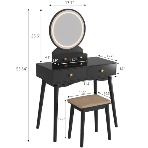 -girls' bedroom makeup vanity with mirror and storage