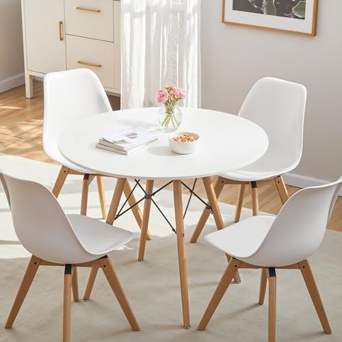 Modern Round Kitchen Dining Table for 2-4 Persons (White)