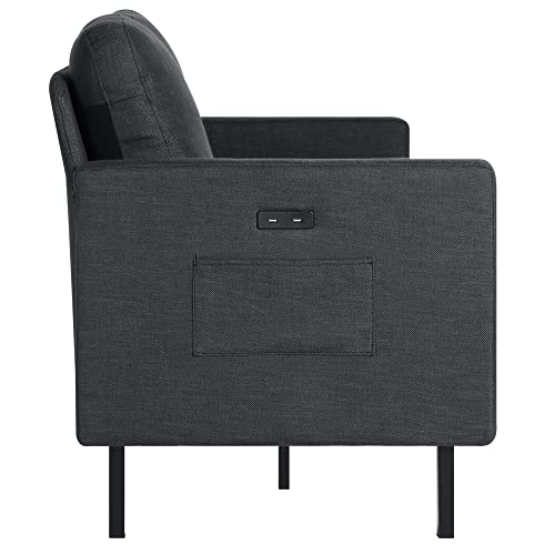 72 Fabric 3-Seater Couch with USB Ports for Small Spaces