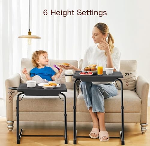 Adjustable TV Tray Table with Height & Tilt Adjustments - for Bed & Sofa (Black)