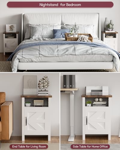 Farmhouse Modern White Nightstand Set of 2