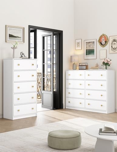 5-Drawer White Dresser for Bedroom, Closet, Living Room