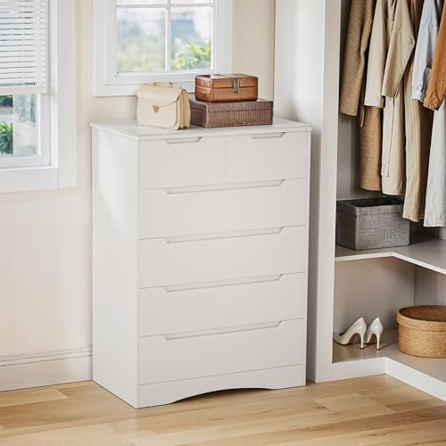 6-Drawer White Dresser for Bedroom and Home Office