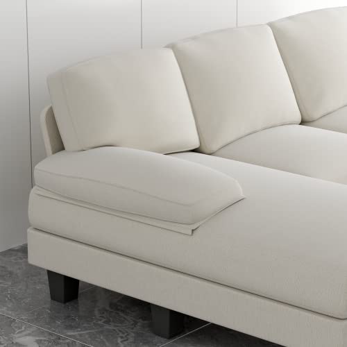Modern U-Shaped Sectional Sleeper Sofa for Living Room - White Color