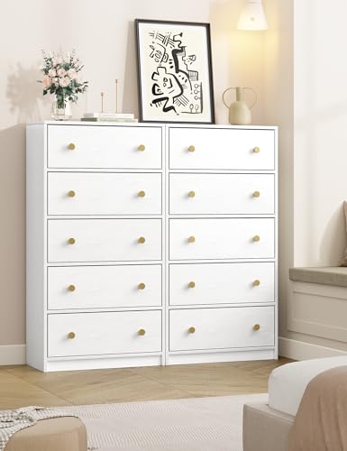 White 5-Drawer Dresser for Bedroom and Closet
