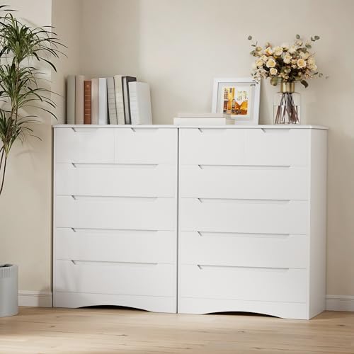 6-Drawer White Dresser with Large Storage for Bedroom and Home Office