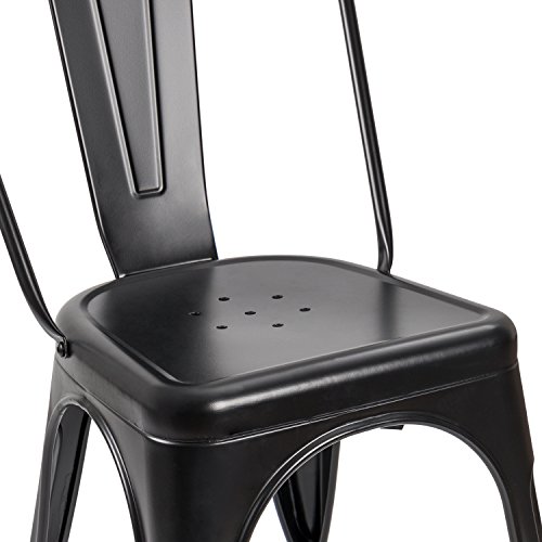 Black Metal Dining Chairs for Indoor & Outdoor Use - Set of 4