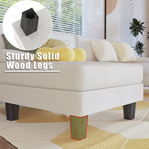 Beige White Modern U-Shaped Convertible Sectional Sofa
