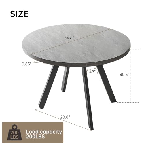 Modern Round Dining Table - Compact 34.6 Inch Coffee Table for Leisure and Space-Saving