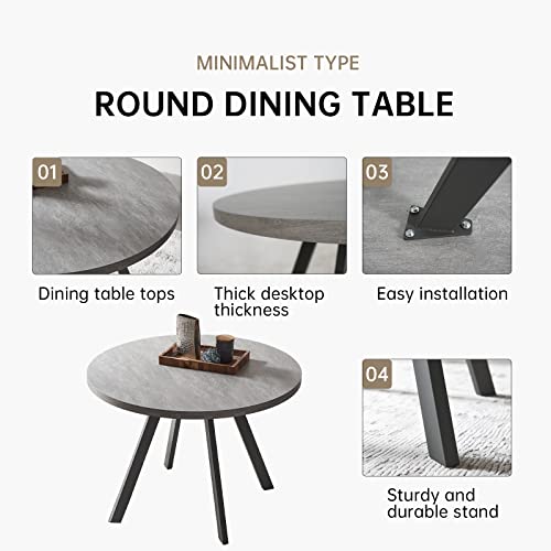 Modern Round Dining Table - Compact 34.6 Inch Coffee Table for Leisure and Space-Saving