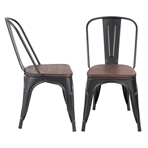Vintage Black Industrial Dining Chairs Set of 4