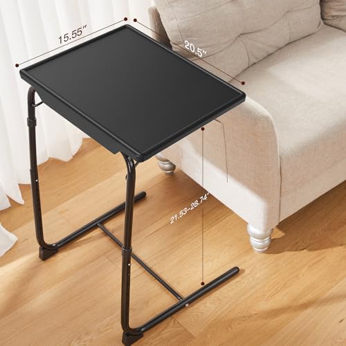 Adjustable TV Tray Table with Height & Tilt Adjustments - for Bed & Sofa (Black)