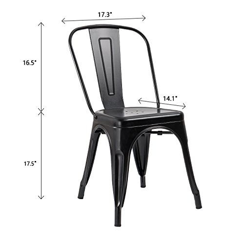 Metal Dining Chairs for Indoor and Outdoor Use - Set of 4, Black