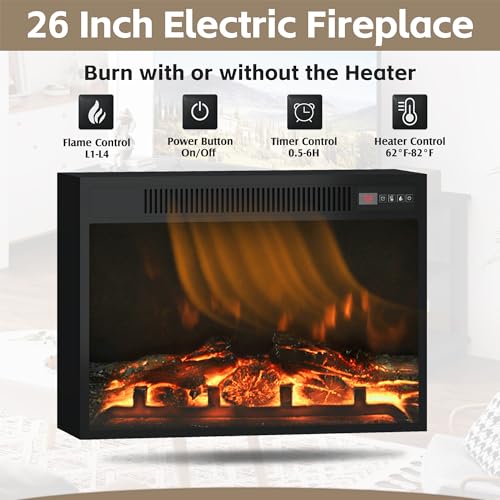 Modern Black Fireplace TV Stand for TVs up to 65