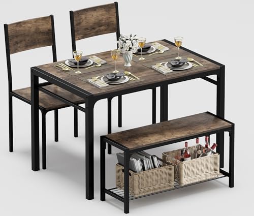Dining Table Set for 4 with Bench & Chairs
(Audience: Consumers looking for a modern dining set for small spaces)