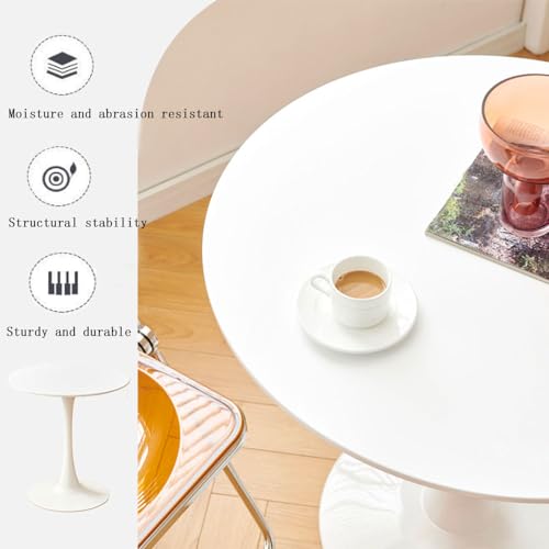 Mid Century White Round Dining Table with Tulip Legs for 2-4