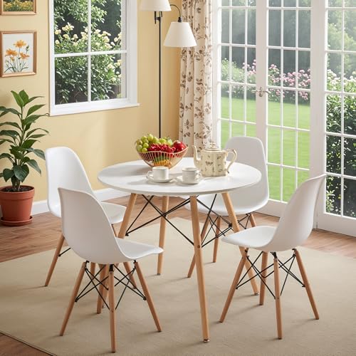 Modern Round Kitchen Dining Table for 2-4 Persons (White)