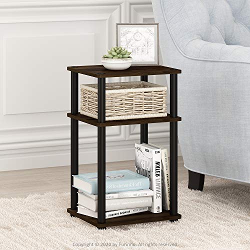 Furinno 3-Tier End Table 2-Pack for Bedroom in Columbia Walnut/Black