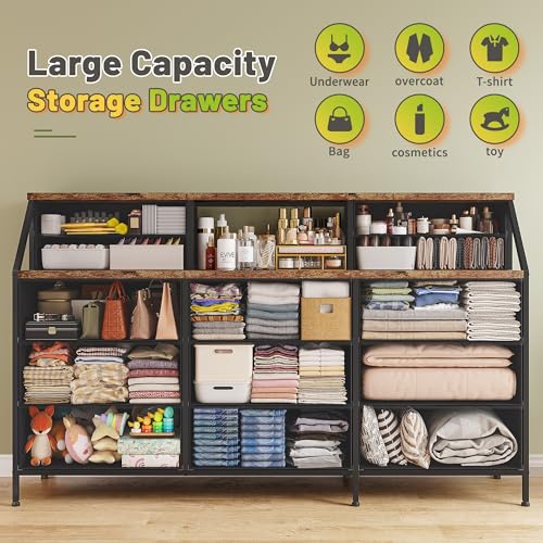EnHomee 55 Wide Dresser with 13 Large Drawers - Ideal for Bedroom Organization