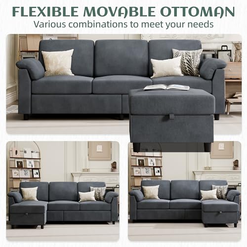 Gray Convertible Sectional Sofa for Small Spaces