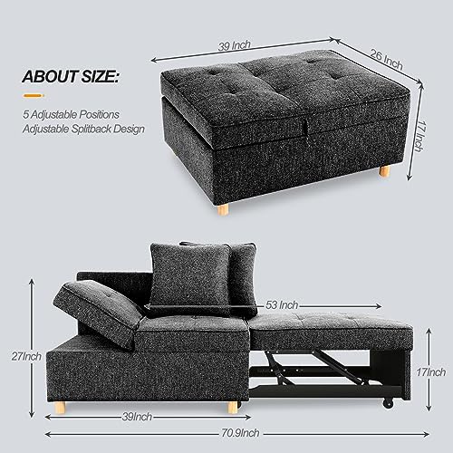 Convertible Sofa Bed for Small Spaces - Black