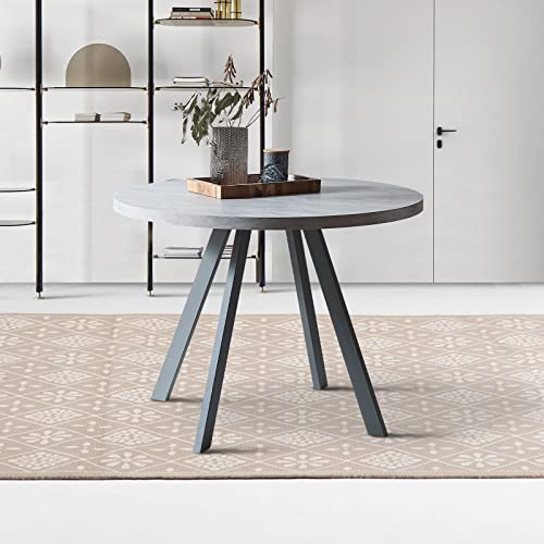 Modern Round Dining Table - Compact 34.6 Inch Coffee Table for Leisure and Space-Saving