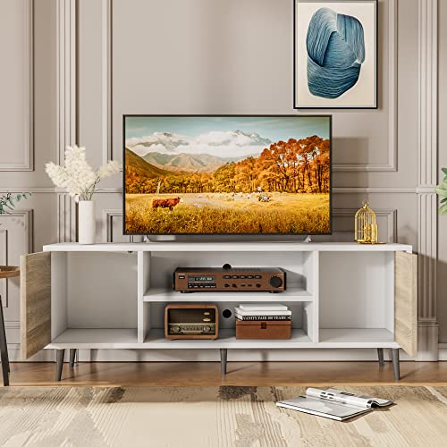 Modern Oak TV Stand for 65 Inch TV with Storage - Ideal for Living Room, Bedroom, and Office