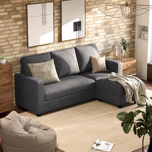 Deep Grey Convertible Sectional Sofa for Small Spaces
