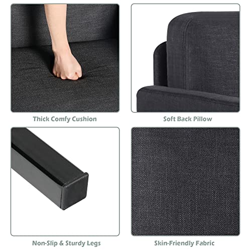 72 Fabric 3-Seater Couch with USB Ports for Small Spaces