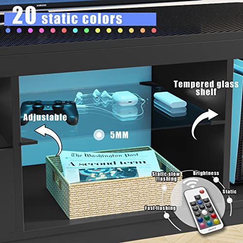 Gaming TV Stand for 65+ Inch TV with LED and RGB Modes