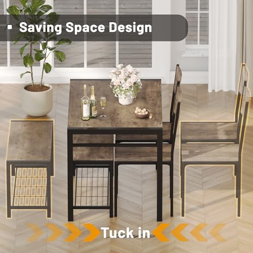 Dining Table Set for 4 with Bench & Chairs
(Audience: Consumers looking for a modern dining set for small spaces)