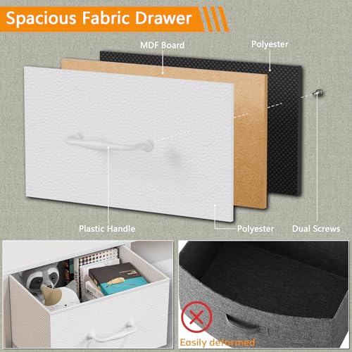 White Dresser with Power Outlet for 55 TV Stand & 8 Drawers - Ideal for Bedroom, Living Room, Entryway, Hallway, or Closet