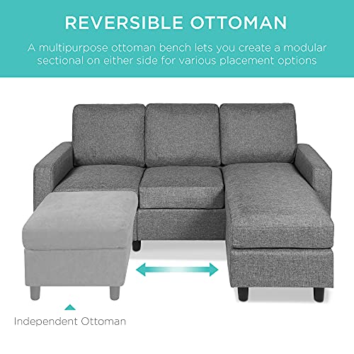 Best Choice Products Upholstered Sectional Sofa for Small Spaces - Gray