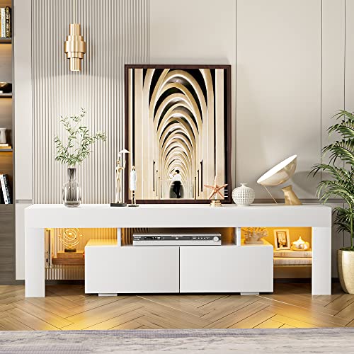 Modern TV Stand with LED Lights for Up to 70 Inch TVs